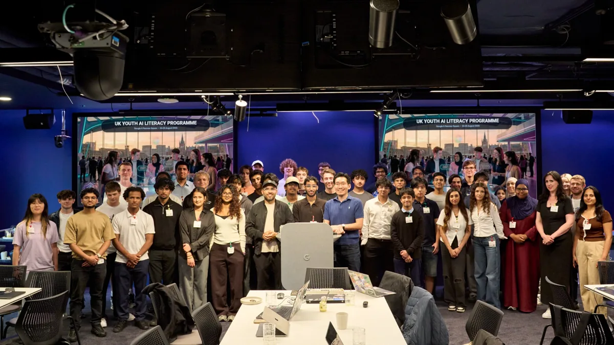 Students and volunteers together at the youth AI literacy pilot